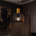 Elegant Moroccan Cutwork Hanging Pendant Light – Black & Gold Ceiling Lamp