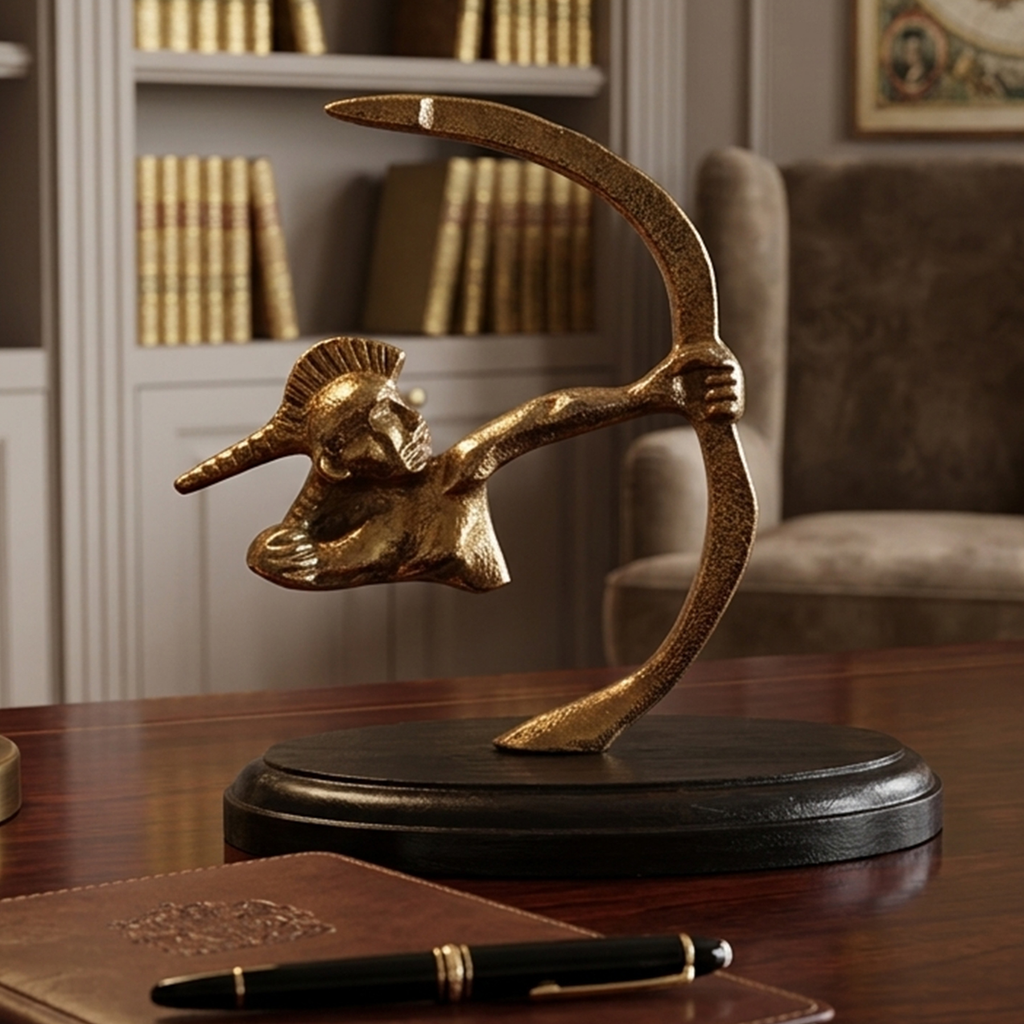 Antique Gold Archer Figurine Sculpture