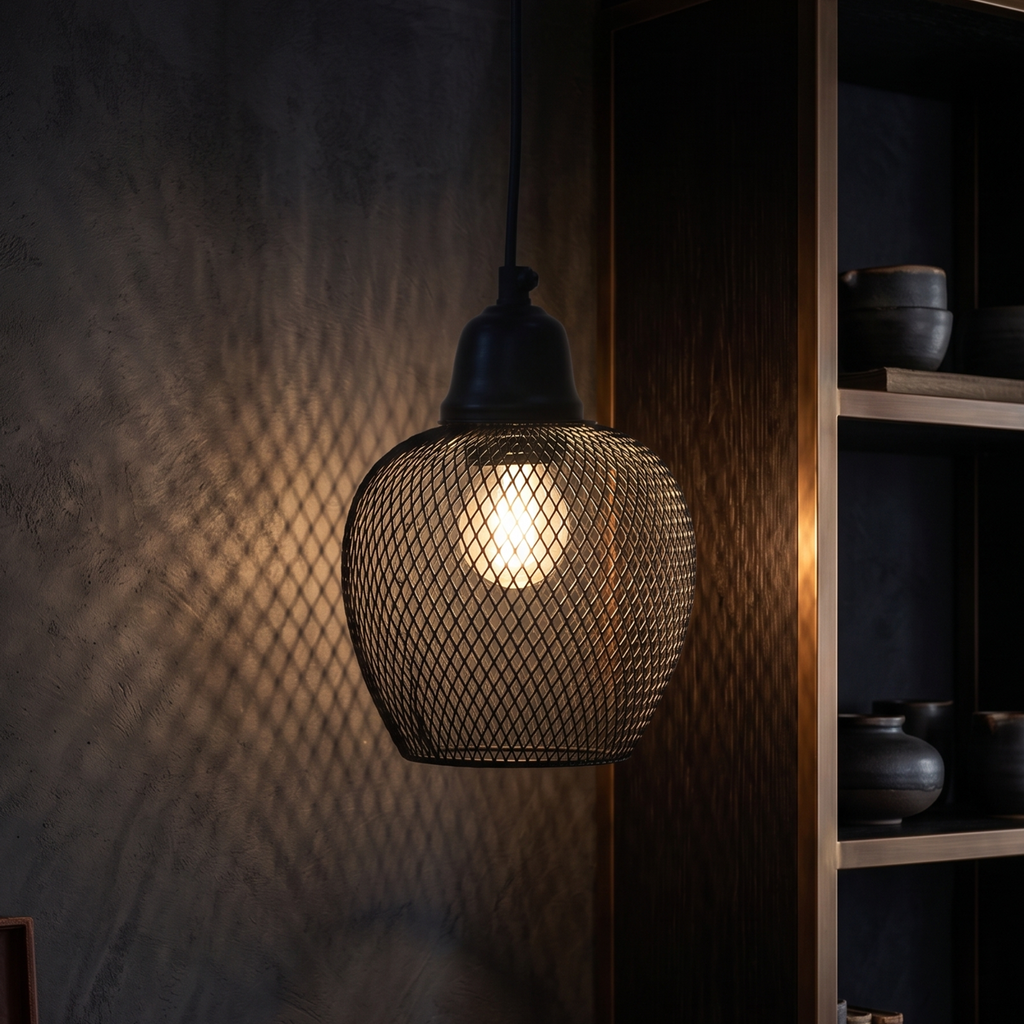 Industrial Mesh Cage Pendant Lamp – Modern Metal Hanging Light